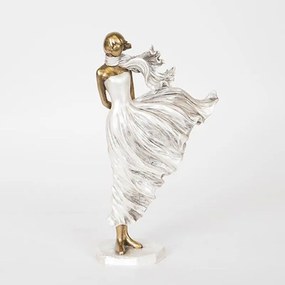 Διακοσμητική Φιγούρα Γυναίκα 752-27086 15,5x7x25cm White-Gold Estheti Home Πολυρεσίνη