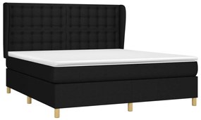 vidaXL Κρεβάτι Boxspring με Στρώμα Μαύρο 180x200 εκ. Υφασμάτινο