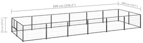 vidaXL Σπιτάκι Σκύλου Μαύρο 12 μ² Ατσάλινο