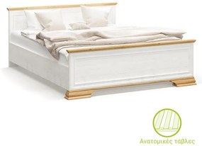 Κρεβάτι διπλό Jaden golden oak-λευκό antique 160x200εκ 170x207.5x81 εκ.