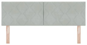 vidaXL LED Κεφαλάρι με φώτα λωρίδας LED Ανοιχτό γκρι 160 cm Βελούδο
