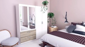 Ντουλάπα Coben τετράφυλλη-Δρυς - Λευκό