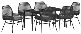vidaXL Σέτ φαγητού για κήπο 7 pcs Μαύρο συνθετικό ρατάν