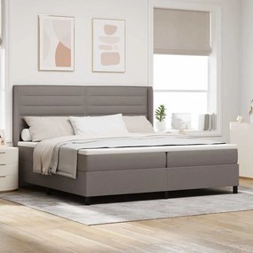 vidaXL LED Κρεβάτι με βάθρο με στρώμα Taupe 200 x 200 cm ύφασμα