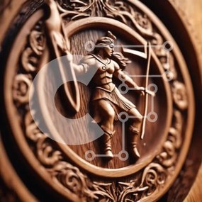 Intra Συλλεκτικό Ξύλινο Παζλ Plywood 4mm - Αρχαία Ξυλογλυπτική του Ηρακλή Σε Ξύλινο Κουτί - Διαστάσεις Puzzle: 10x10 cm – 25 κομμάτια