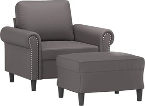 vidaXL Πολυθρόνα Γκρι 60 εκ. Συνθετικό δέρμα με Υποπόδιο