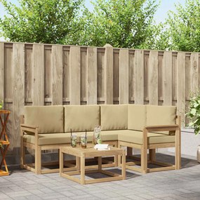vidaXL Σειρά Καναπέ Εξωτερικού με μαξιλάρι 5 pcs Λευκό και Μπεζ