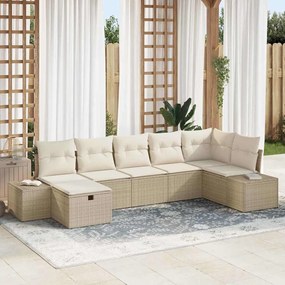 vidaXL Σετ Καναπέ Κήπου 7 pcs Μπεζ 55 x 62 x 69 εκ Πολυ ράταν