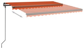 Τέντα Αυτόματη με LED&amp;Αισθητήρα Ανέμου Πορτοκαλί/Καφέ 4,5x3,5μ. - Πολύχρωμο