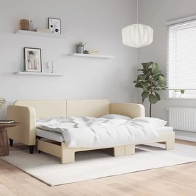 Καναπές Κρεβάτι Συρόμενος Κρεμ 90 x 200 εκ. Ύφασμα - Κρεμ