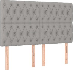 vidaXL Κρεβάτι Boxspring με Στρώμα &amp; LED Αν.Γκρι 140x200εκ. Υφασμάτινο
