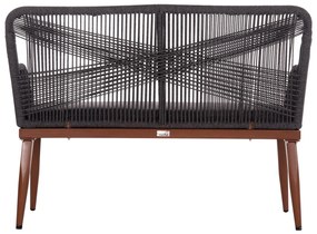 Καναπές Κήπου MYRTIA C5550.11 Διθέσιος Αλουμίνιο Καφέ - Ανθρακί P.E. Σχοινί 123x61x90Υεκ. 123x61x90 εκ.