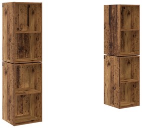 vidaXL Τηλεοπτική Κάβα Τοίχου 4 pcs Παλιό ξύλο 37 x 37 x 72 εκ