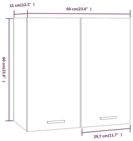 Κρεμαστό Ντουλάπι Καφέ Δρυς 60x31x60 εκ. από Επεξεργασμένο Ξύλο - Καφέ