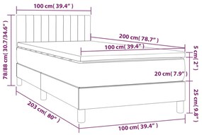 ΚΡΕΒΑΤΙ BOXSPRING ΜΕ ΣΤΡΩΜΑ &amp; LED TAUPE 100X200 ΕΚ. ΥΦΑΣΜΑΤΙΝΟ 3133297