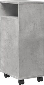 vidaXL Ντουλάπι Μπάνιου Στενό με Ροδάκια Γκρι Σκυρ. Επεξ. Ξύλο