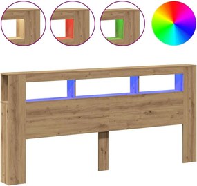 vidaXL LED κεφαλάρι Artisan Oak 220x18,5x103,5 cm Κατασκευασμένο ξύλο