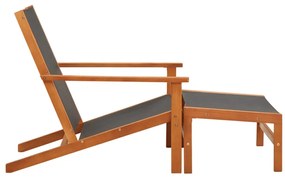 vidaXL Πολυθρόνα Κήπου με Υποπόδιο Μασίφ Ξύλο Ευκαλύπτου / Textilene