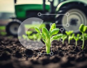 Intra Συλλεκτικό Ξύλινο Παζλ Plywood  4mm - Πράσινο τρακτέρ στο χωράφι με νεαρά φυτά Σε Ξύλινο Κουτί - Διαστάσεις: 10x10 cm – 25 κομμάτια