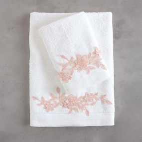 Πετσέτες Hemera (Σετ 3τμχ) White-Pink Ρυθμός Σετ Πετσέτες 80x150cm 100% Πενιέ Βαμβάκι