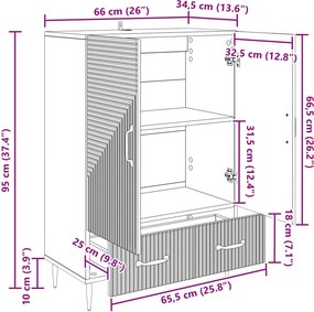 vidaXL Πλαϊνό γραφείο Artisan Δρυς 66 x 34,5 x 95 εκ.