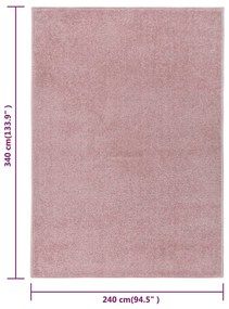 Χαλί Κοντό Πέλος Ροζ 240 x 340 εκ. - Ροζ