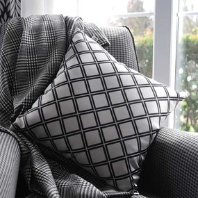 Μαξιλάρι καναπέ Bono Megapap βαμβακερό με φερμουάρ χρώμα λευκό/μαύρο 50x50εκ. - 0127699