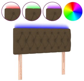 Κεφαλάρι Κρεβατιού LED Σκούρο Καφέ 100x7x78/88 εκ. Υφασμάτινο - Καφέ