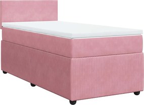 vidaXL Κρεβάτι Boxspring με Στρώμα Ροζ 90x190 εκ. Βελούδινο