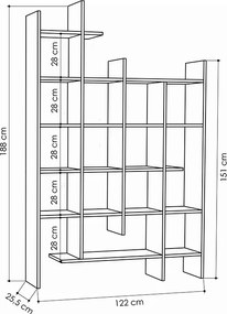 Βιβλιοθήκη Manco Megapap χρώμα λευκό 122x25,5x188εκ.