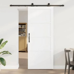 vidaXL Συρόμενη Πόρτα με Σετ Εξαρτημάτων Λευκή 86x211 εκ Συμπαγές Ξύλο Πεύκου
