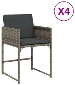 vidaXL Καρέκλες Κήπου 4 τεμ. Γκρι από Συνθετικό Ρατάν με Μαξιλάρια