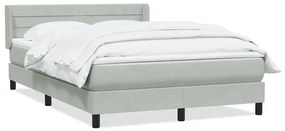 vidaXL Κρεβάτι Boxspring με Στρώμα Ανοιχτό Γκρι 140x210 εκ. Βελούδινο
