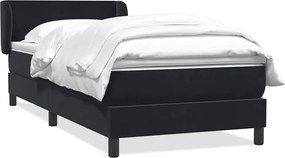 vidaXL Κρεβάτι Boxspring με Στρώμα Μαύρο 80x220 εκ. Βελούδινο
