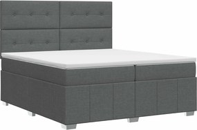 vidaXL Κρεβάτι box spring με στρώμα Σκούρο Γκρι 200 x 200 cm Ύφασμα