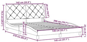 Σκελετός Κρεβατιού Χωρίς Στρώμα Αν. Γκρι 140x200 εκ.Υφασμάτινο - Γκρι