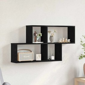 vidaXL Ράφι Τοίχου Επιτοίχιο Μαύρη Οξυά 76 x 15 x 53 εκ