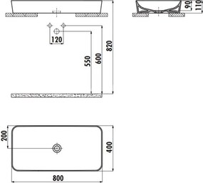 Creavit Ultra White Glossy 80x40 – Επιτραπέζιος Νιπτήρας Ultra-Thin