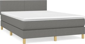 vidaXL Κρεβάτι Boxspring με Στρώμα Σκούρο Γκρι 140x200 εκ Υφασμάτινο