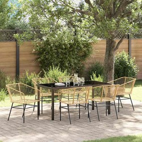 vidaXL Σέτ φαγητού για κήπο 7 pcs Καφέ συνθετικό ρατάν