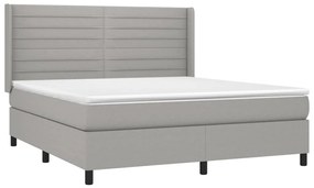 vidaXL Κρεβάτι Boxspring με Στρώμα & LED Αν.Γκρι 180x200εκ. Υφασμάτινο