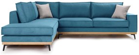 Γωνιακός καναπές Coli, 290x235x95cm, Πετρολ - Αριστερή Γωνία - PL4562