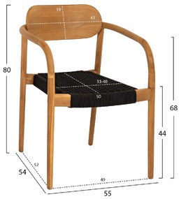 ΠΟΛΥΘΡΟΝΑ OSLO HM9636.02 ΞΥΛΟ TEAK ΦΥΣΙΚΟ &amp; ΜΑΥΡΟ ΣΧΟΙΝΙ 55x54x80Y εκ.