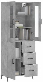 vidaXL Ντουλάπι Γκρι Σκυροδέματος 69,5x34x180 εκ. Επεξεργασμένο Ξύλο