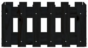 Ζαρντινιέρα με Σχέδιο Φράχτη Μαύρη 60 x 30 x 30 εκ. Μασίφ Πεύκο - Μαύρο