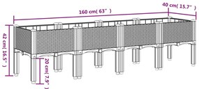 ΖΑΡΝΤΙΝΙΕΡΑ ΚΗΠΟΥ ΜΕ ΠΟΔΙΑ ΑΝ. ΓΚΡΙ 160X40X42 ΕΚ ΠΟΛΥΠΡΟΠΥΛΕΝΙΟ 367902