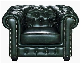 Chesterfield 689 Πολυθρόνα Σαλονιού - Καθιστικού / Δέρμα Antique Green . Διάσταση: 103x92x72cm