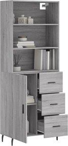 vidaXL Ντουλάπι Γκρι Sonoma 69,5 x 34 x 180 εκ. Επεξεργασμένο Ξύλο