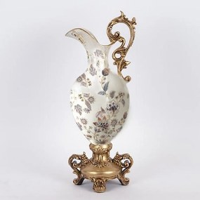 Βάζο Πορσελάνινο 819-00162 21x18x51,5cm White-Gold Estheti Home Porcelain