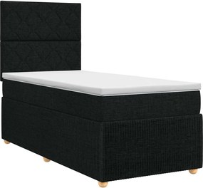 vidaXL Κρεβάτι box spring με στρώμα Μαύρο 90 x 190 cm Ύφασμα